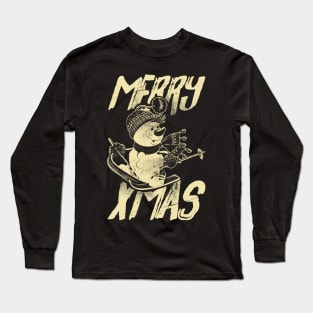 Skiing Snowman - Merry Xmas - Cream Long Sleeve T-Shirt